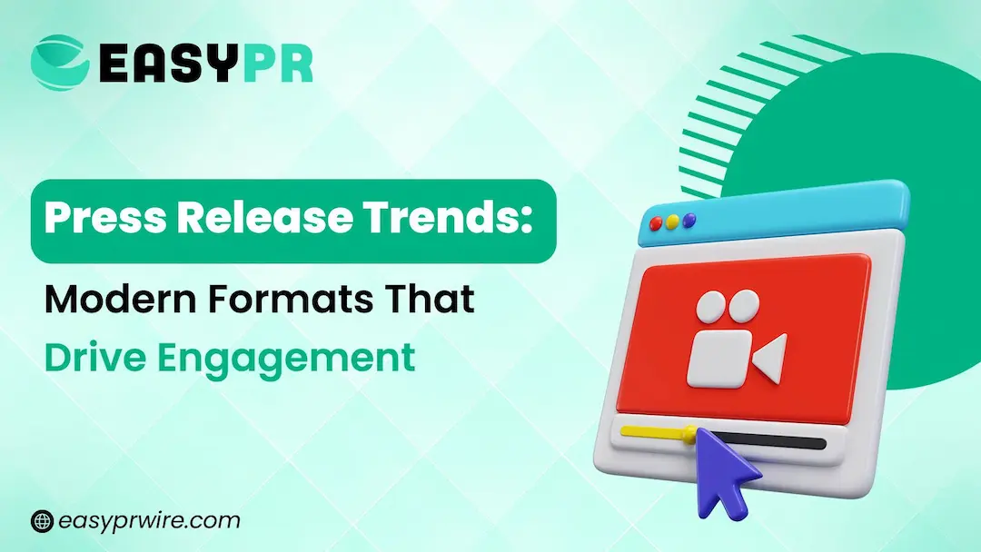 Graphics explaining the press release trends with modern formats to drive engagement.